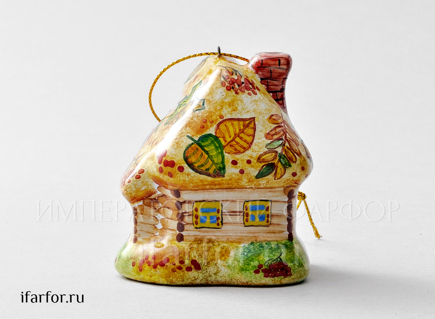 Елочная игрушка «Избушка» Форма: Избушка. Майолика. 55 x 65 мм.