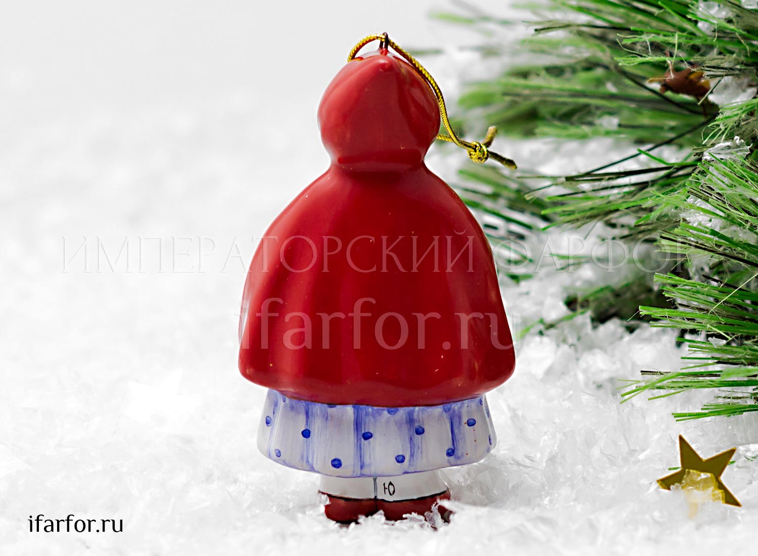 Елочная игрушка «Красная шапочка» Форма: Красная шапочка. Майолика. 50 x 87 мм.