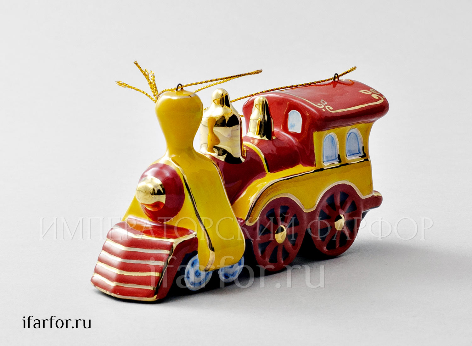 Елочная игрушка «Паровозик» Форма: Паровозик. Майолика. 120 x 70 мм.