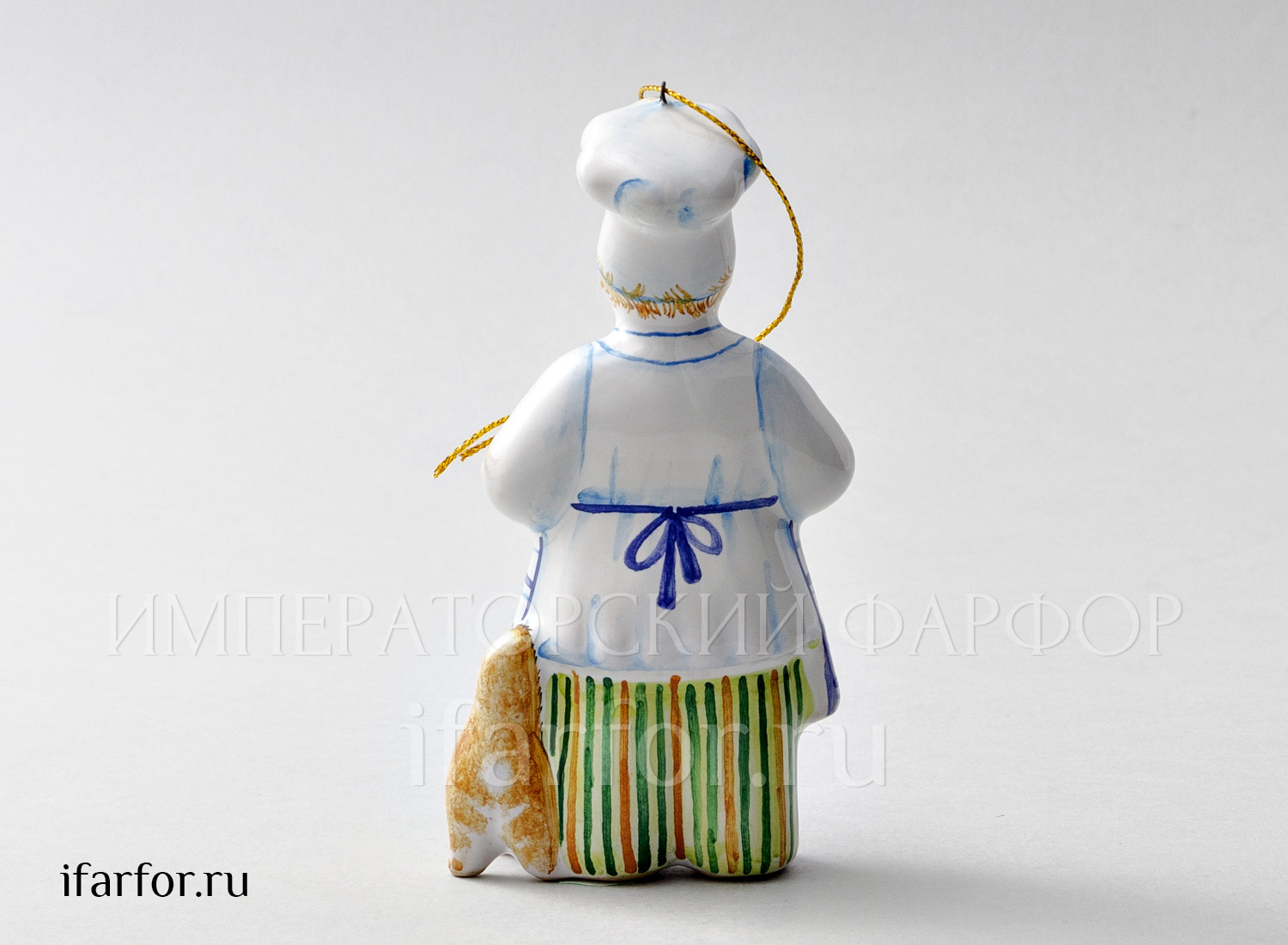 Елочная игрушка «Повар» Форма: Повар. Майолика. 70 x 120 мм.