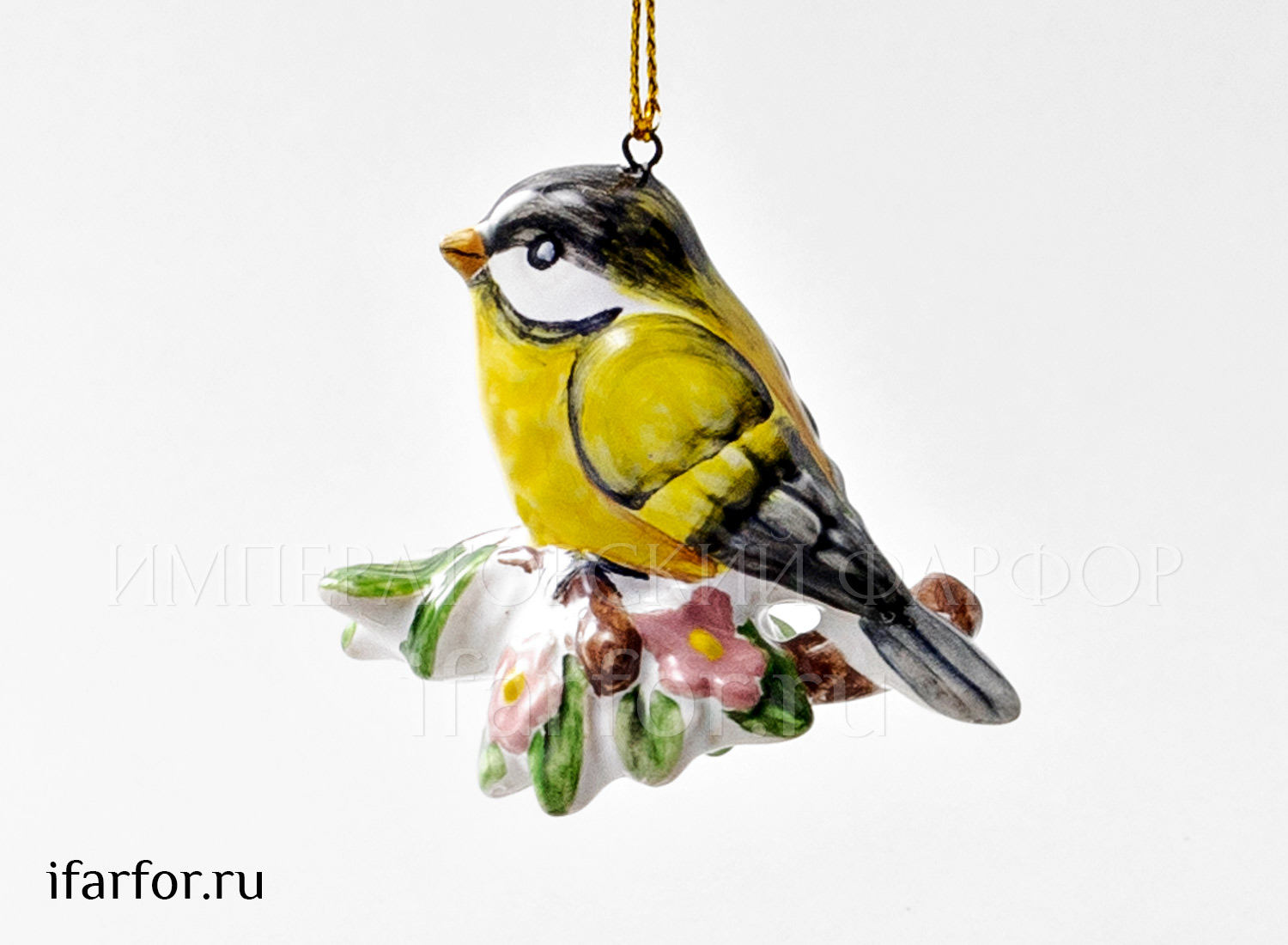 Елочная игрушка «Синичка» Форма: Синичка. Майолика. 50 x 60 мм.