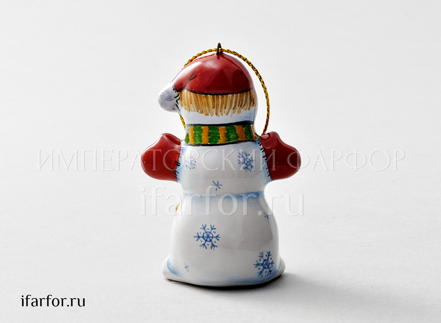 Елочная игрушка «Снеговик» Форма: Снеговик. Майолика. 30 x 50 x 70 мм.