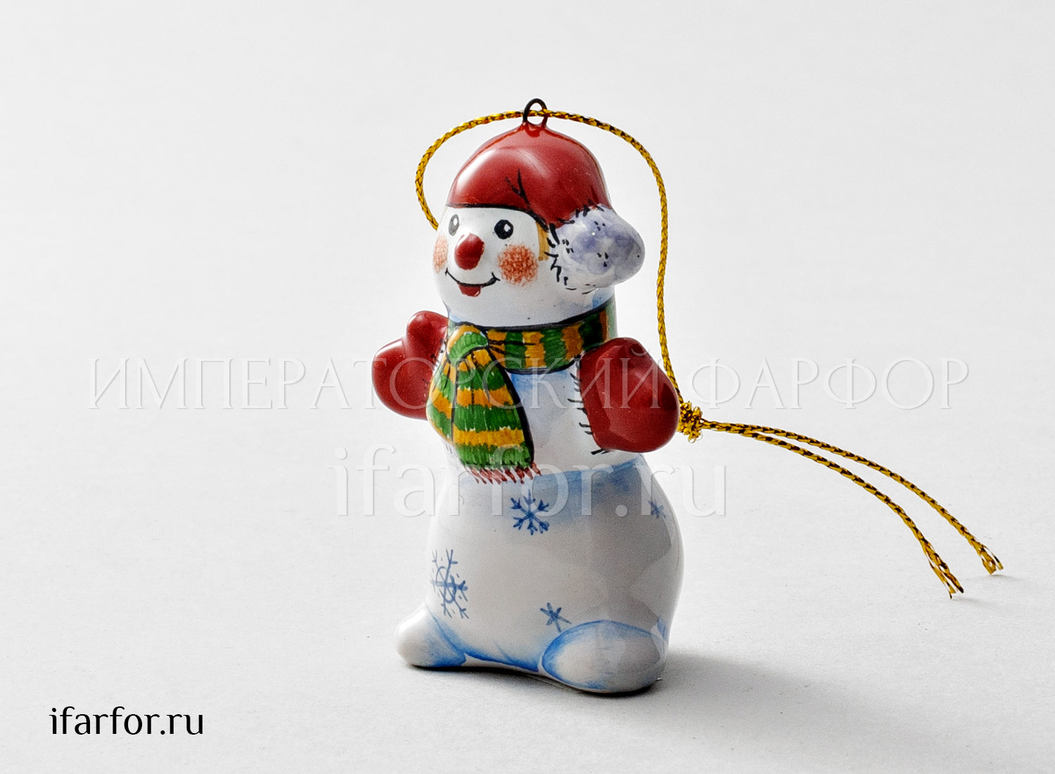Елочная игрушка «Снеговик» Форма: Снеговик. Майолика. 30 x 50 x 70 мм.