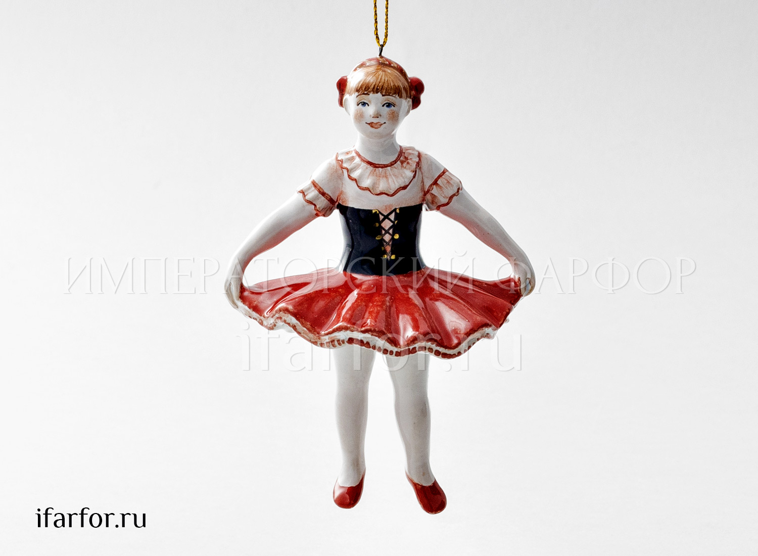 Елочная игрушка «Юная балерина» Форма: Юная балерина. Майолика. 65 x 80 x 115 мм.