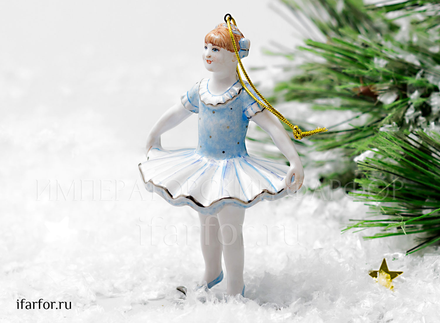 Елочная игрушка «Юная балерина» Форма: Юная балерина. Майолика. 65 x 80 x 115 мм.