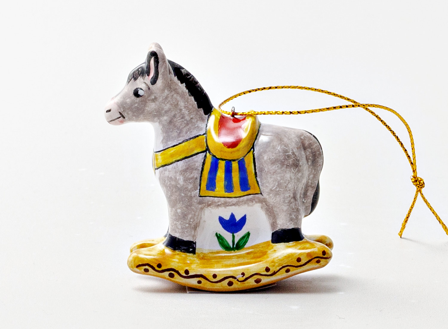 Елочная игрушка «Ослик-качалка» Форма: Ослик-качалка. Майолика. 57 x 22 x 57 мм.