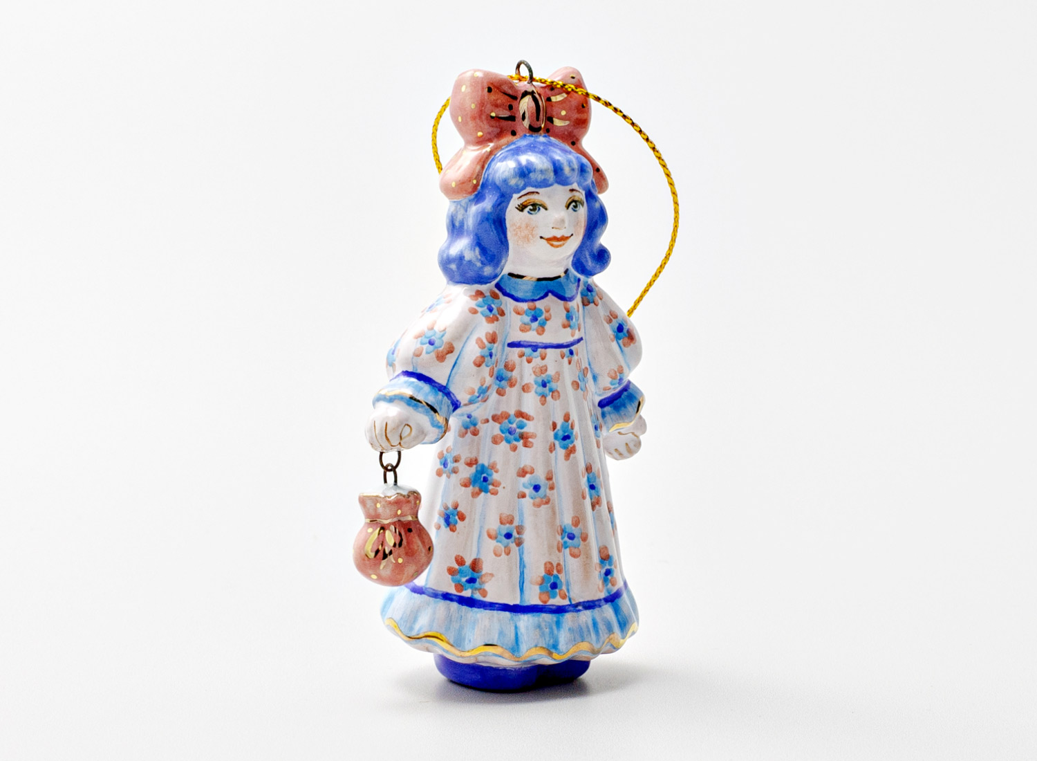 Елочная игрушка «Золотой ключик. Мальвина» Майолика. 50 x 90 мм.