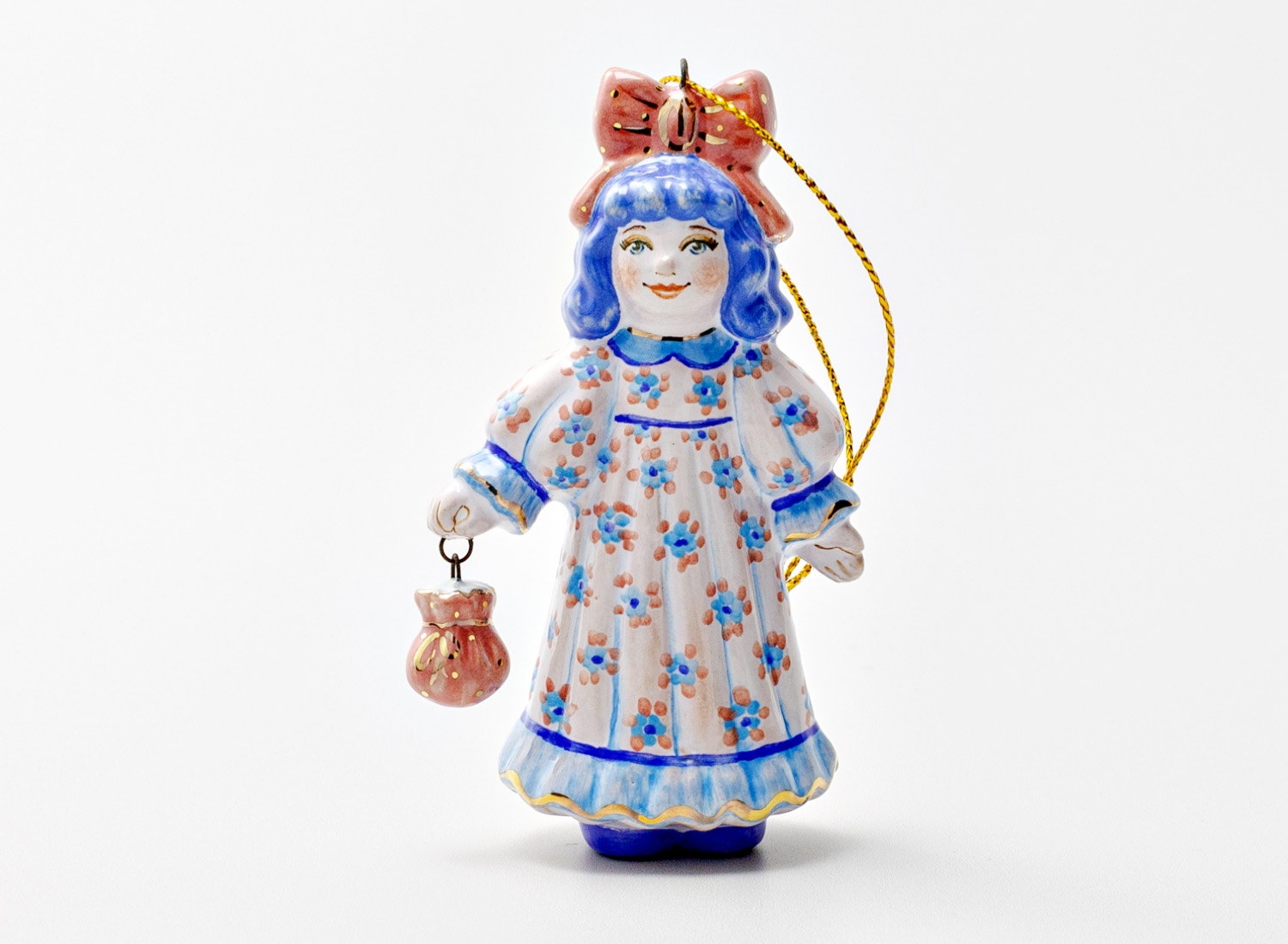 Елочная игрушка «Золотой ключик. Мальвина» Майолика. 50 x 90 мм.