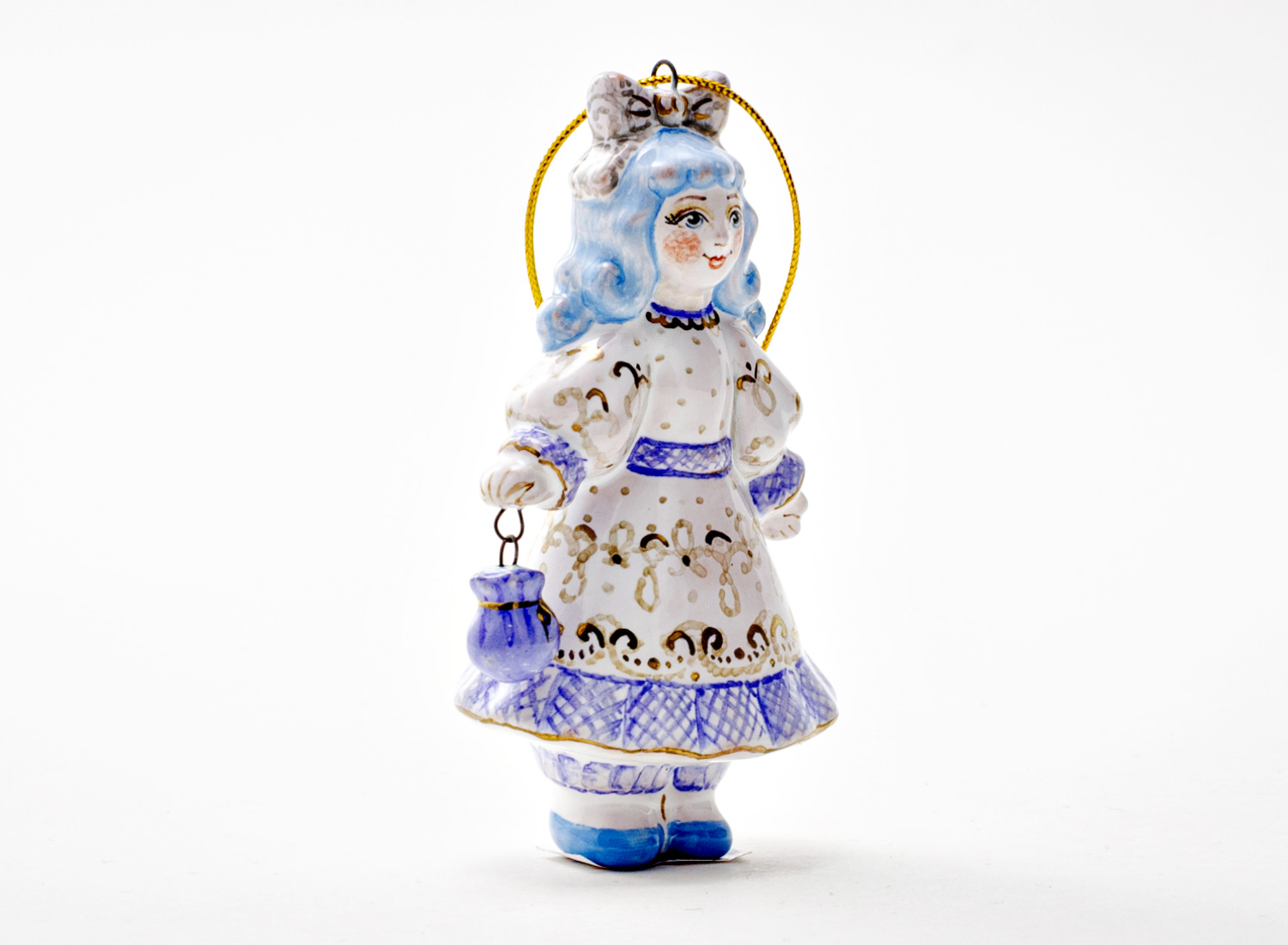Елочная игрушка «Золотой ключик. Мальвина 1» Майолика. 32 x 46 x 82 мм.