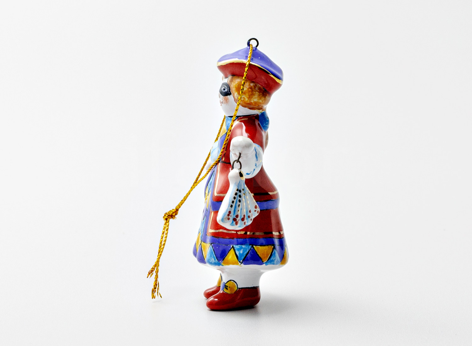 Елочная игрушка «Золотой ключик. Коломбина» Майолика. 60 x 90 мм.