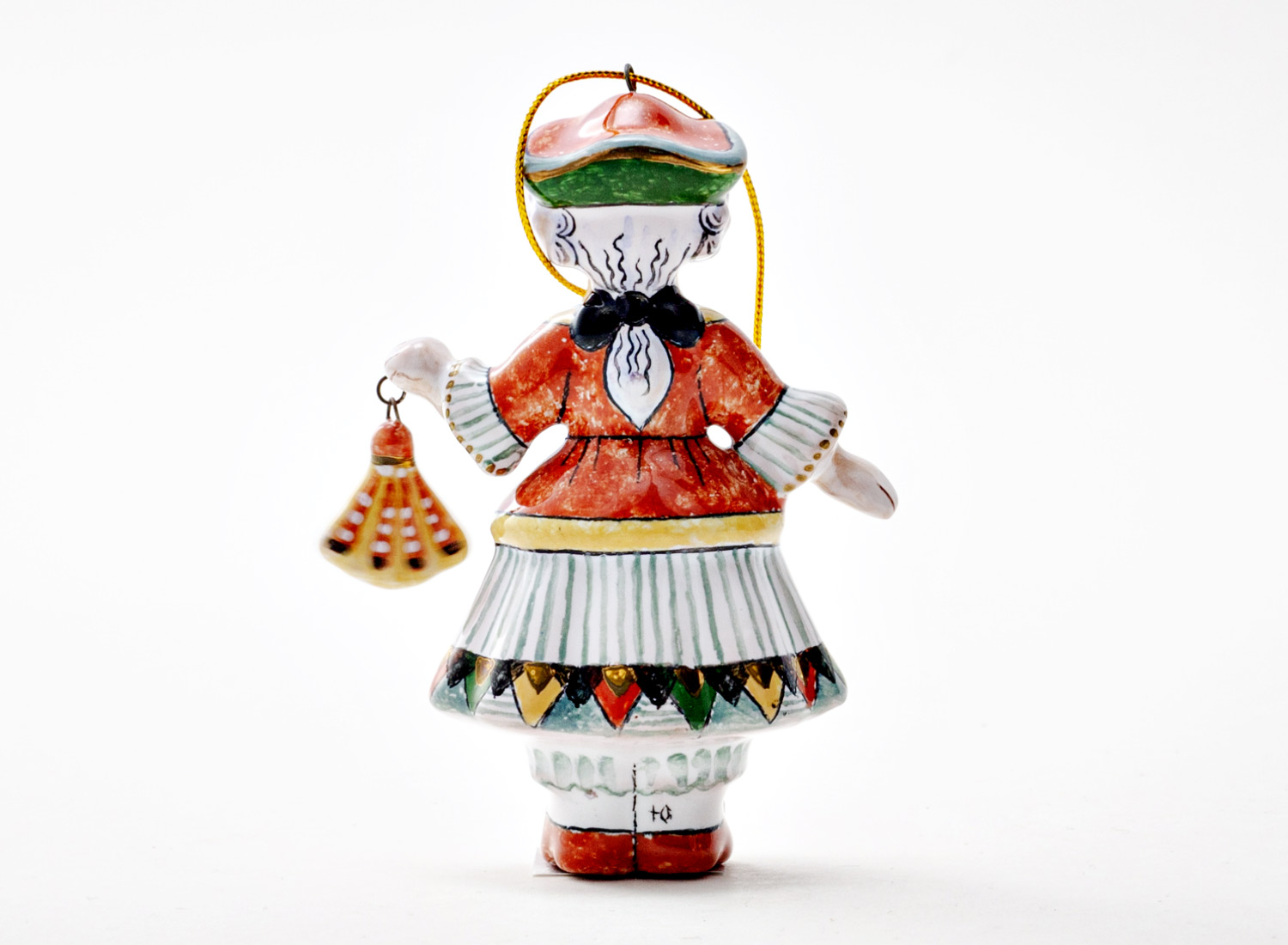 Елочная игрушка «Золотой ключик. Коломбина 1» Майолика. 60 x 90 мм.