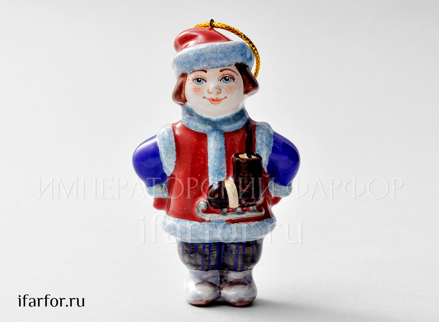 Елочная игрушка «Январь» Форма: Январь. Майолика. 55 x 95 мм.