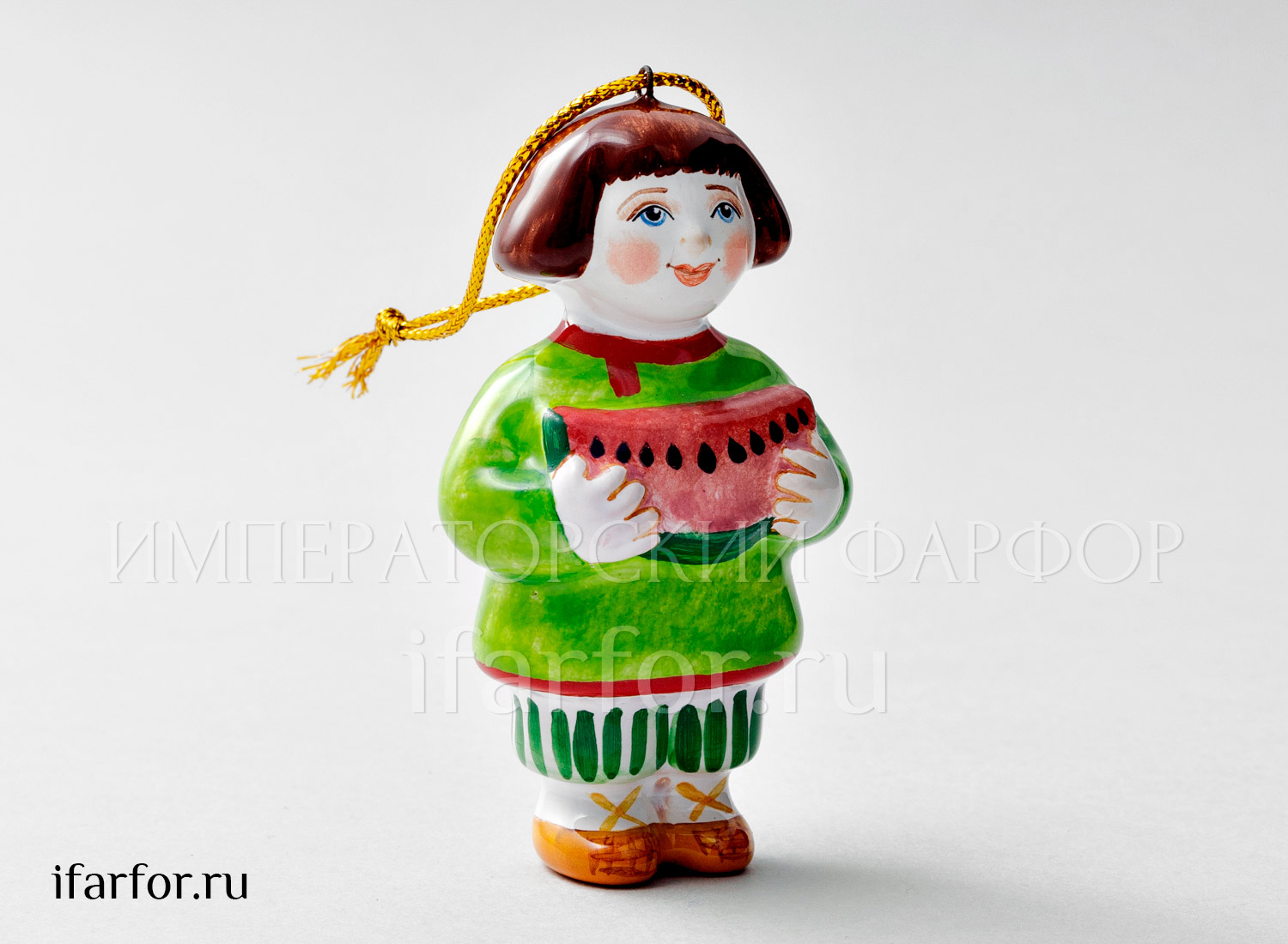 Елочная игрушка «Август» Форма: Август. Майолика. 52 x 92 мм.