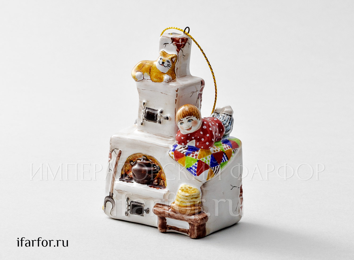 Елочная игрушка «Печка» Форма: Печка. Майолика. 70 x 100 мм.