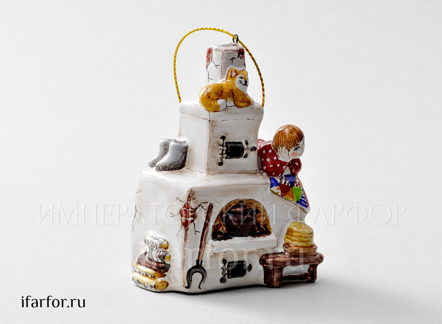 Елочная игрушка «Печка» Форма: Печка. Майолика. 70 x 100 мм.