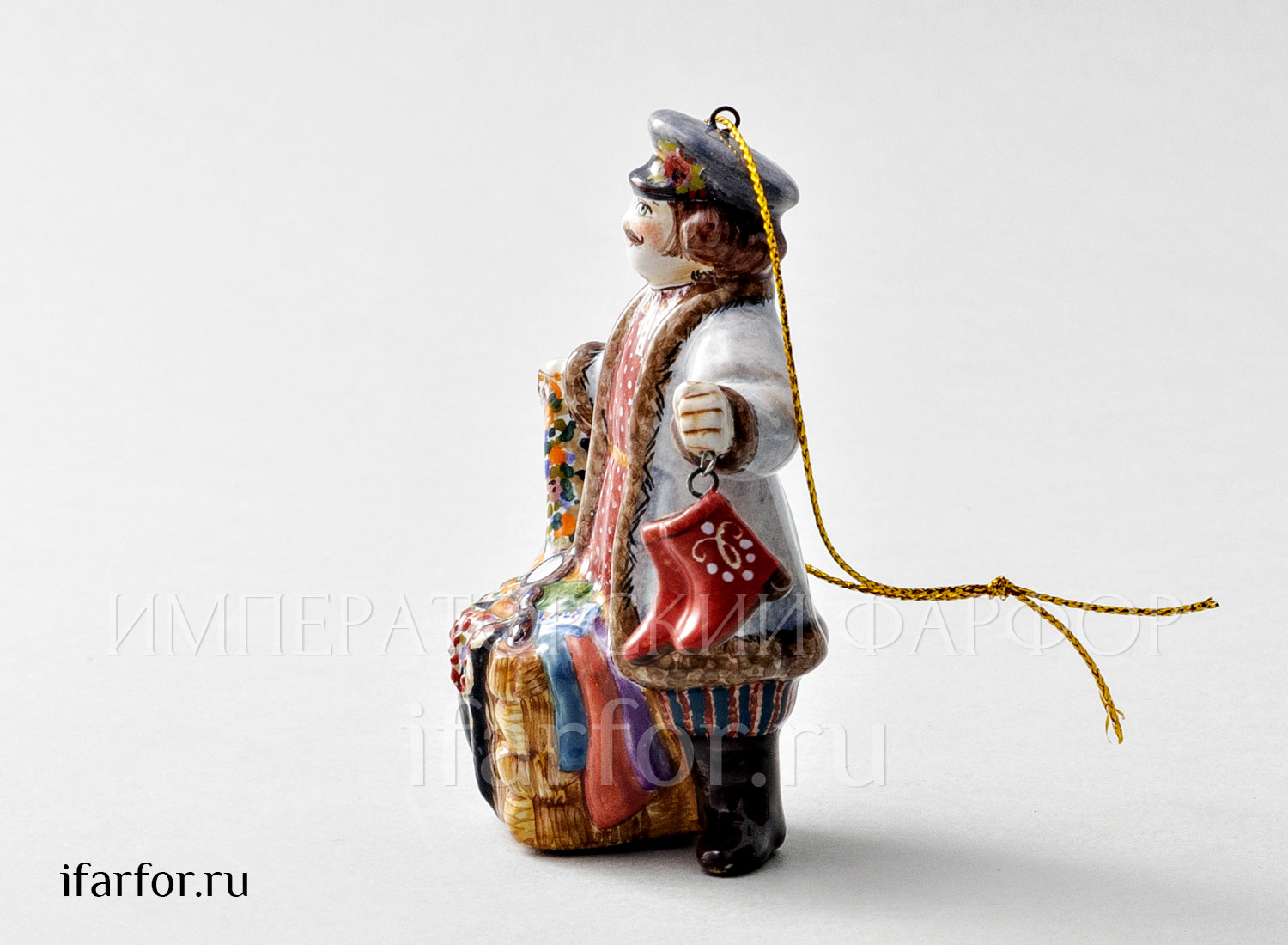 Елочная игрушка «Коробейник» Форма: Коробейник. Майолика. 65 x 100 мм.