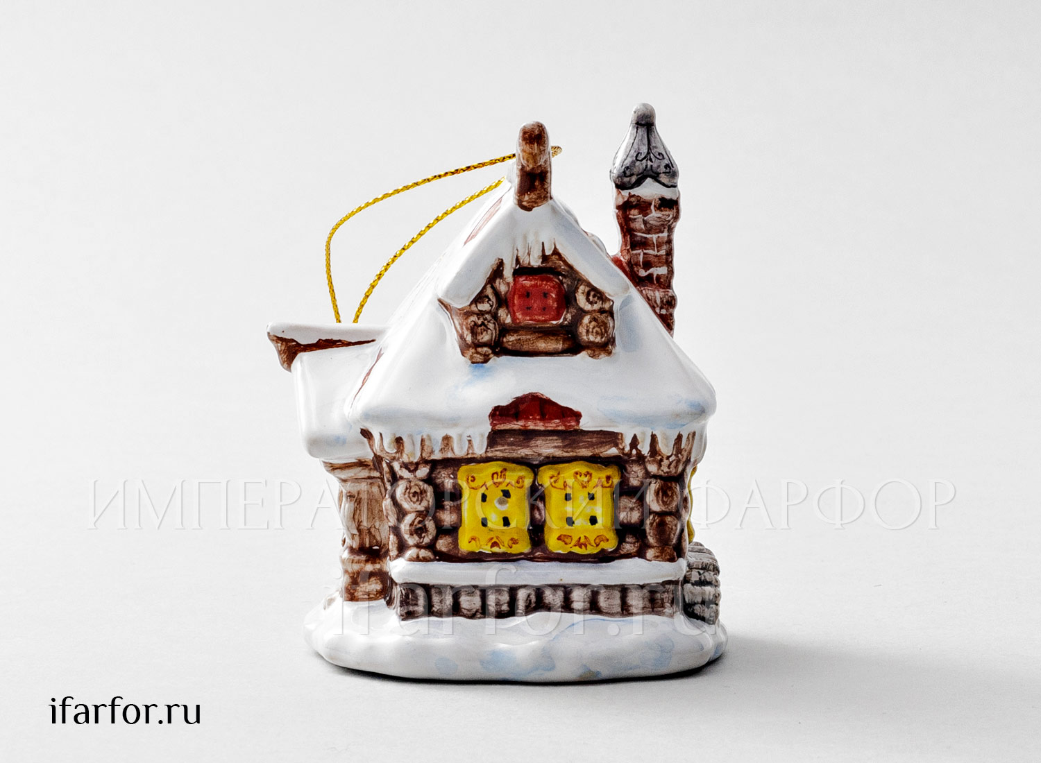 Елочная игрушка «Избушка» Форма: Избушка. Майолика. 97 мм.