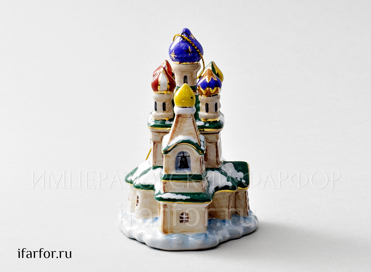 Елочная игрушка «Церквушка» Форма: Церквушка. Майолика. 78 x 100 мм.
