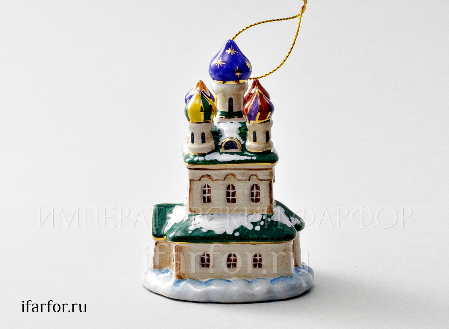 Елочная игрушка «Церквушка» Форма: Церквушка. Майолика. 78 x 100 мм.