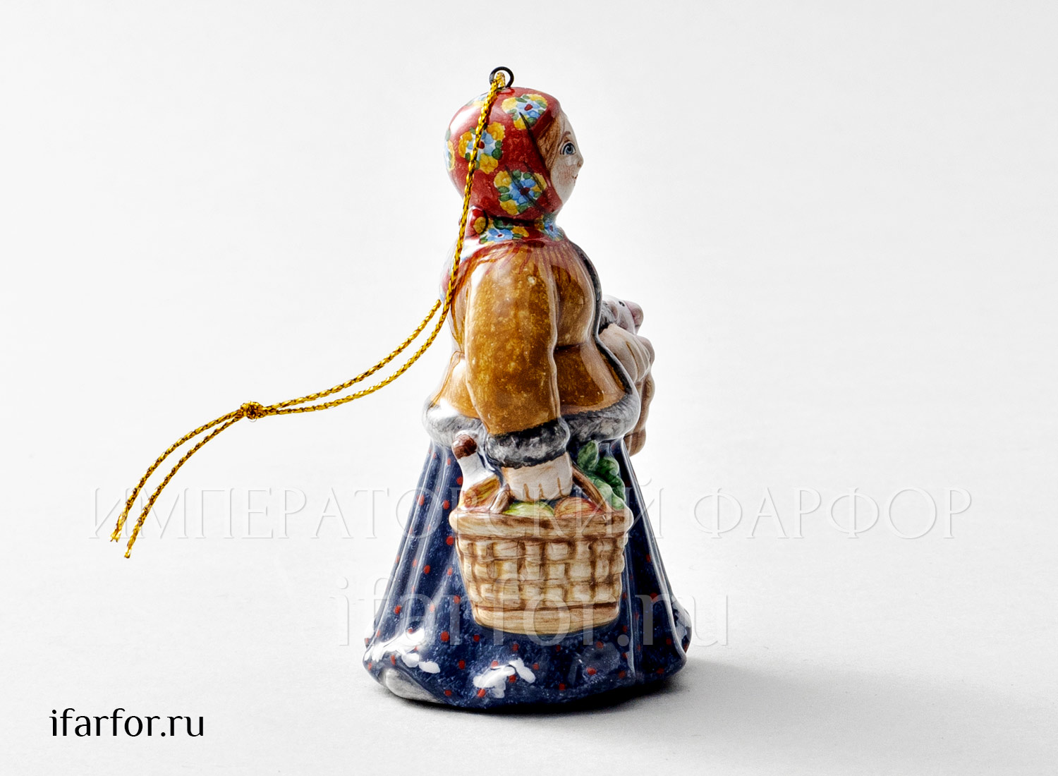 Елочная игрушка «С базара» Форма: С базара. Майолика. 60 x 90 мм.