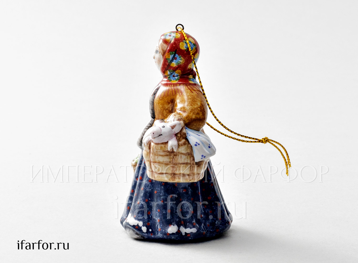Елочная игрушка «С базара» Форма: С базара. Майолика. 60 x 90 мм.