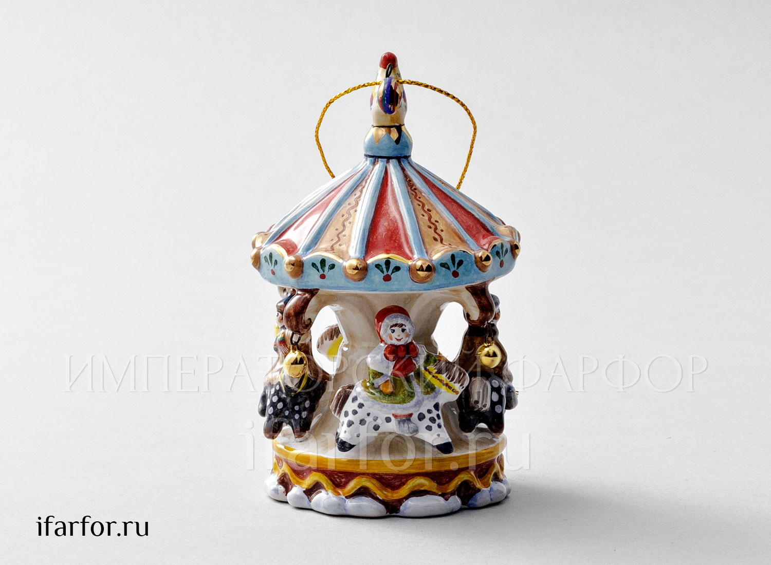 Елочная игрушка «Карусель» Форма: Карусель. Майолика. 93 мм.