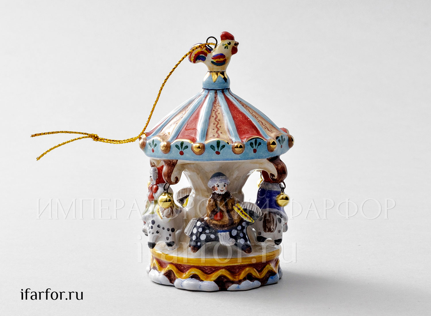 Елочная игрушка «Карусель» Форма: Карусель. Майолика. 93 мм.