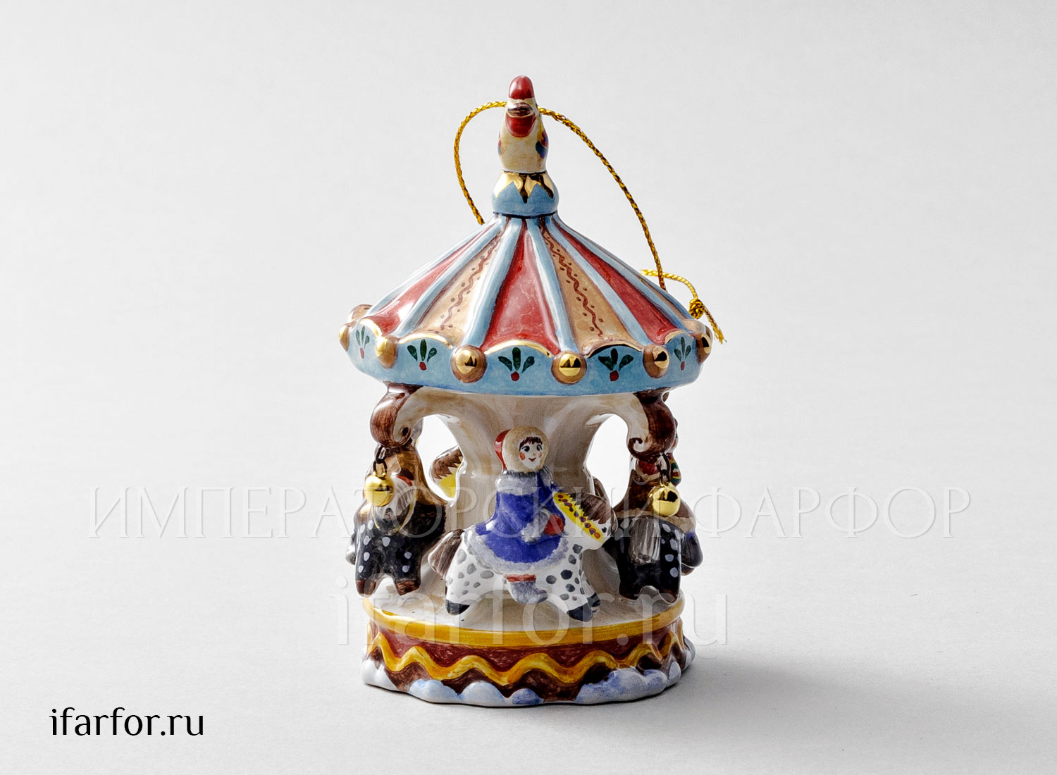 Елочная игрушка «Карусель» Форма: Карусель. Майолика. 93 мм.