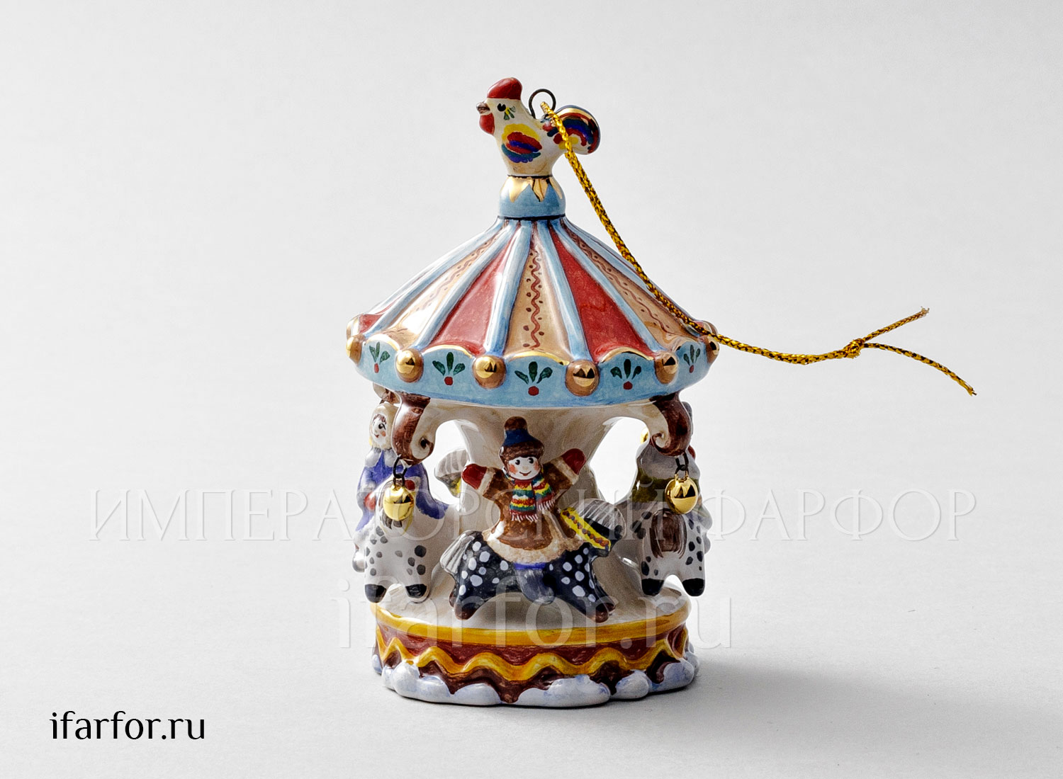 Елочная игрушка «Карусель» Форма: Карусель. Майолика. 93 мм.