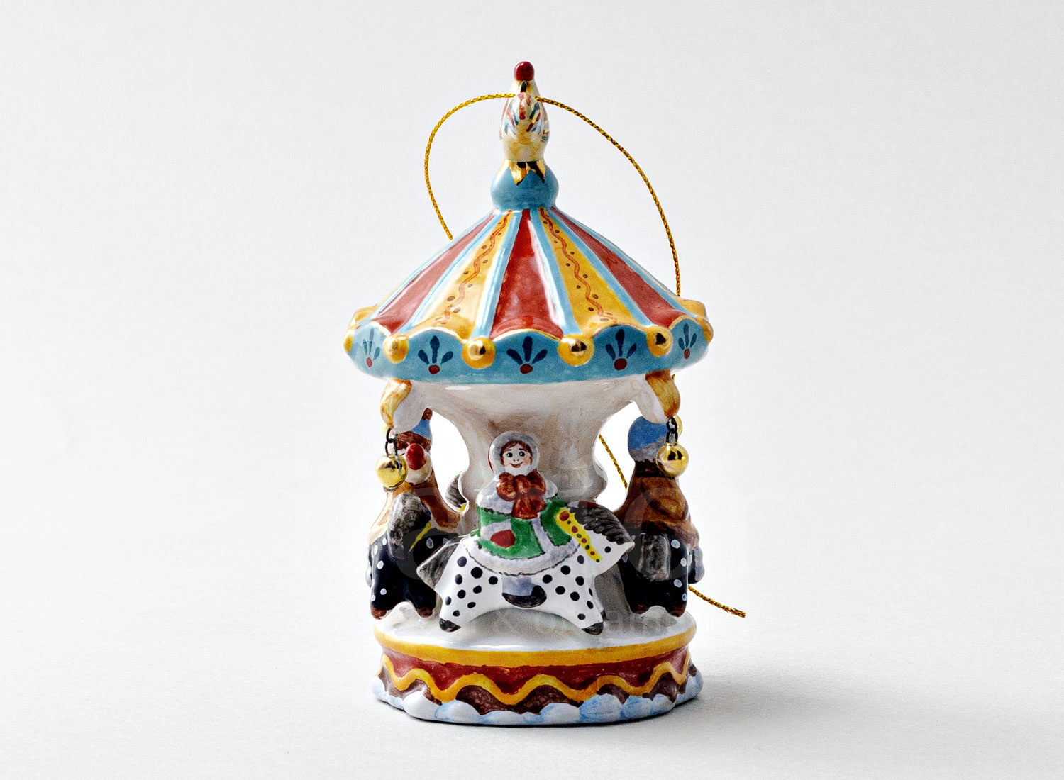 Елочная игрушка «Карусель» Форма: Карусель. Майолика. 65 x 100 мм.