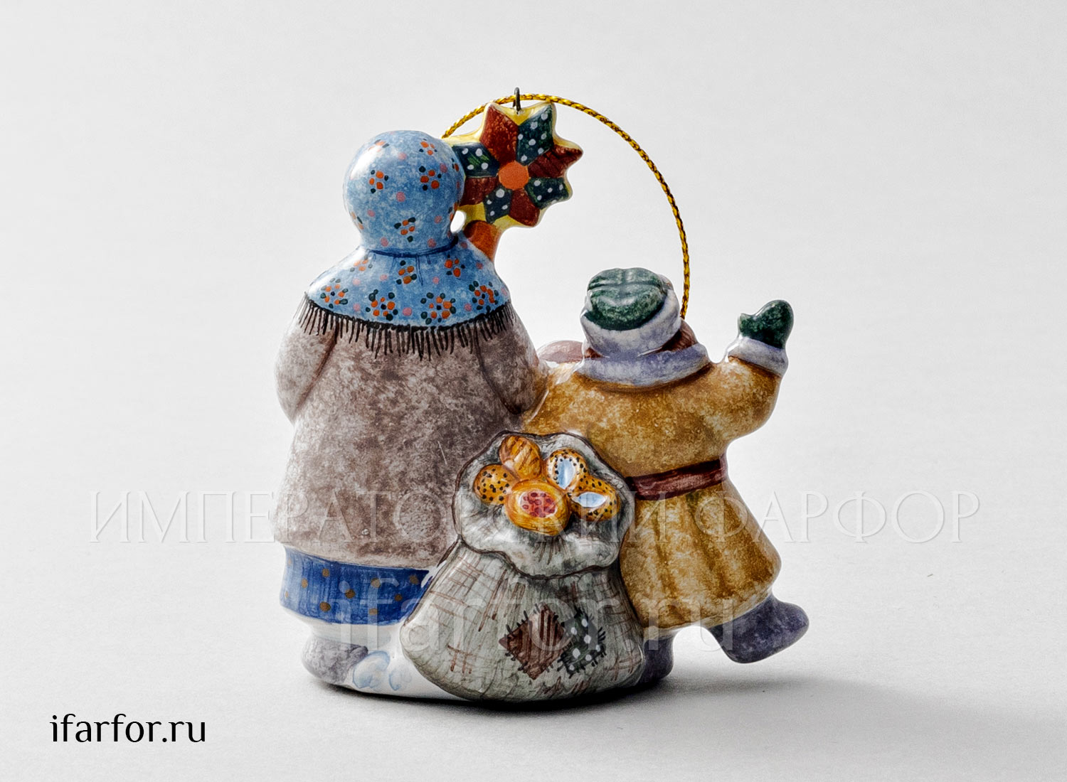 Елочная игрушка «Колядки» Форма: Колядки. Майолика. 75 x 85 мм.