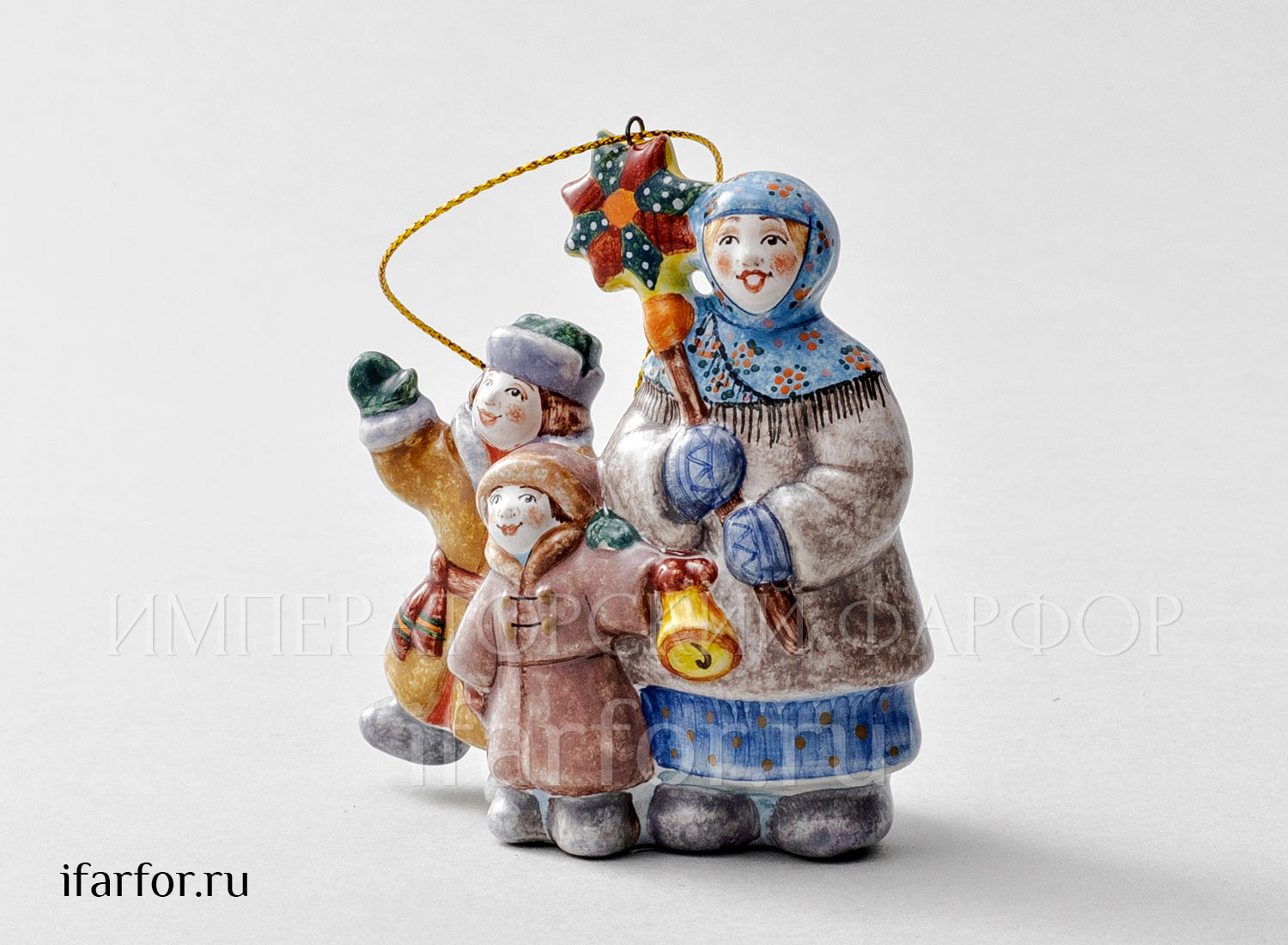 Елочная игрушка «Колядки» Форма: Колядки. Майолика. 75 x 85 мм.