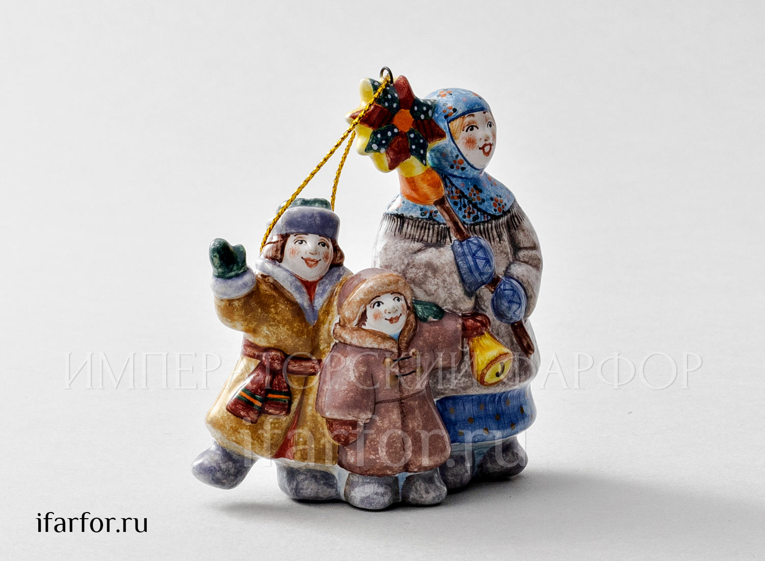 Елочная игрушка «Колядки» Форма: Колядки. Майолика. 75 x 85 мм.