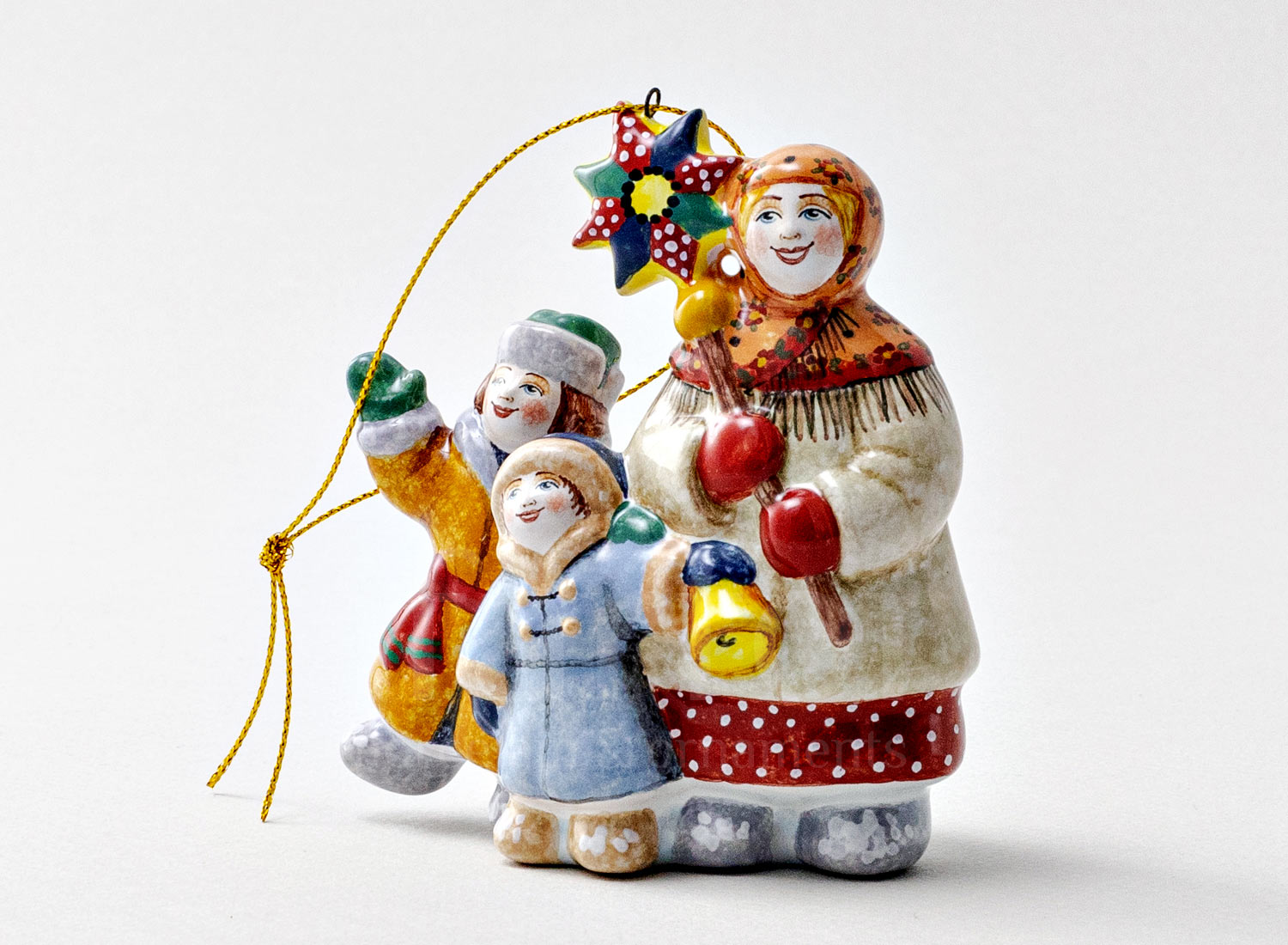 Елочная игрушка «Колядки» Форма: Колядки. Майолика. 75 x 85 мм.