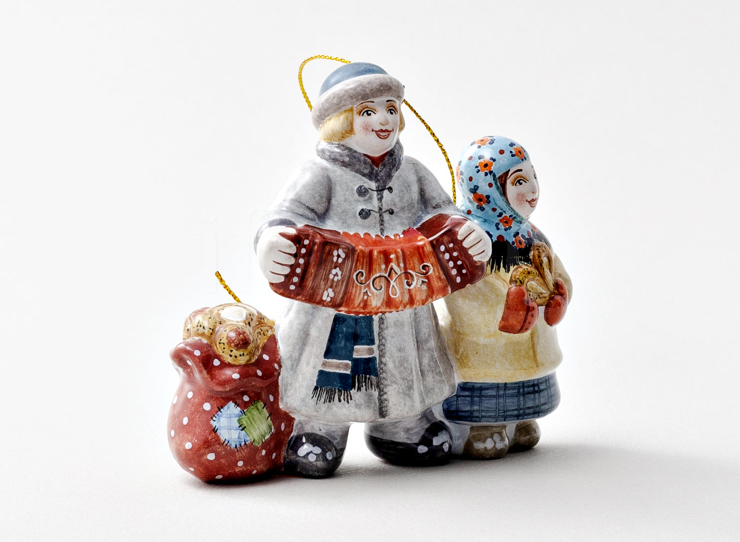 Елочная игрушка «Колядки» Форма: Колядки. Майолика. 80 x 80 мм.