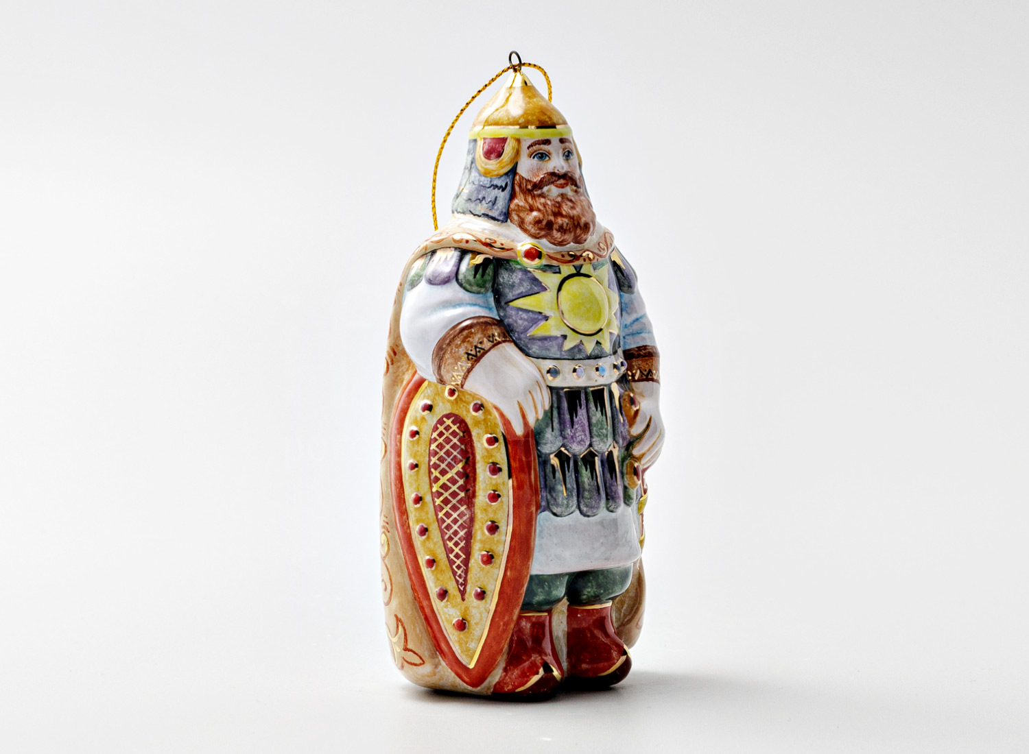 Елочная игрушка «Богатырь» Форма: Богатырь. Майолика. 65 x 130 мм.