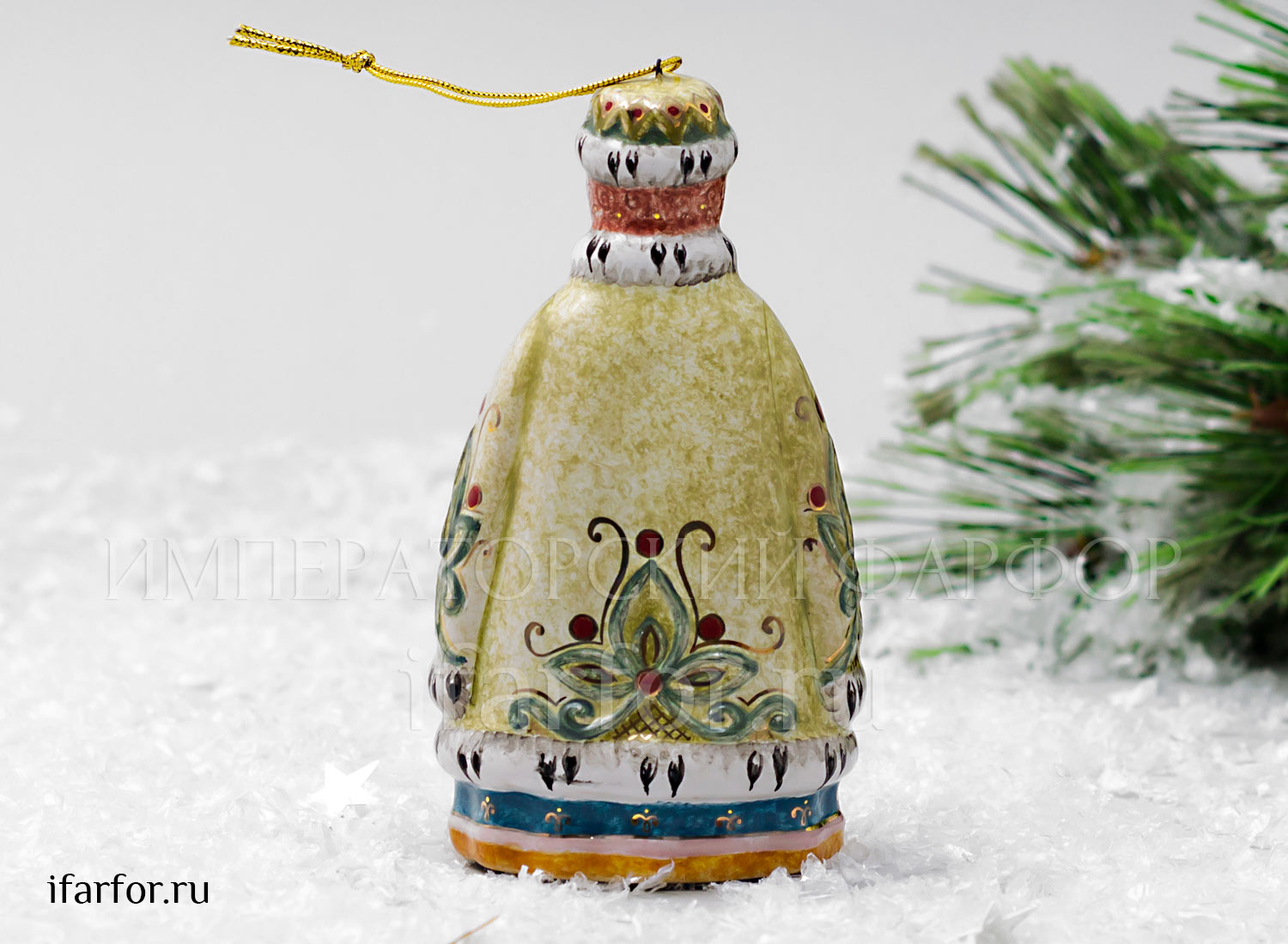 Елочная игрушка «Царица» Форма: Царица. Майолика. 70 x 60 x 125 мм.