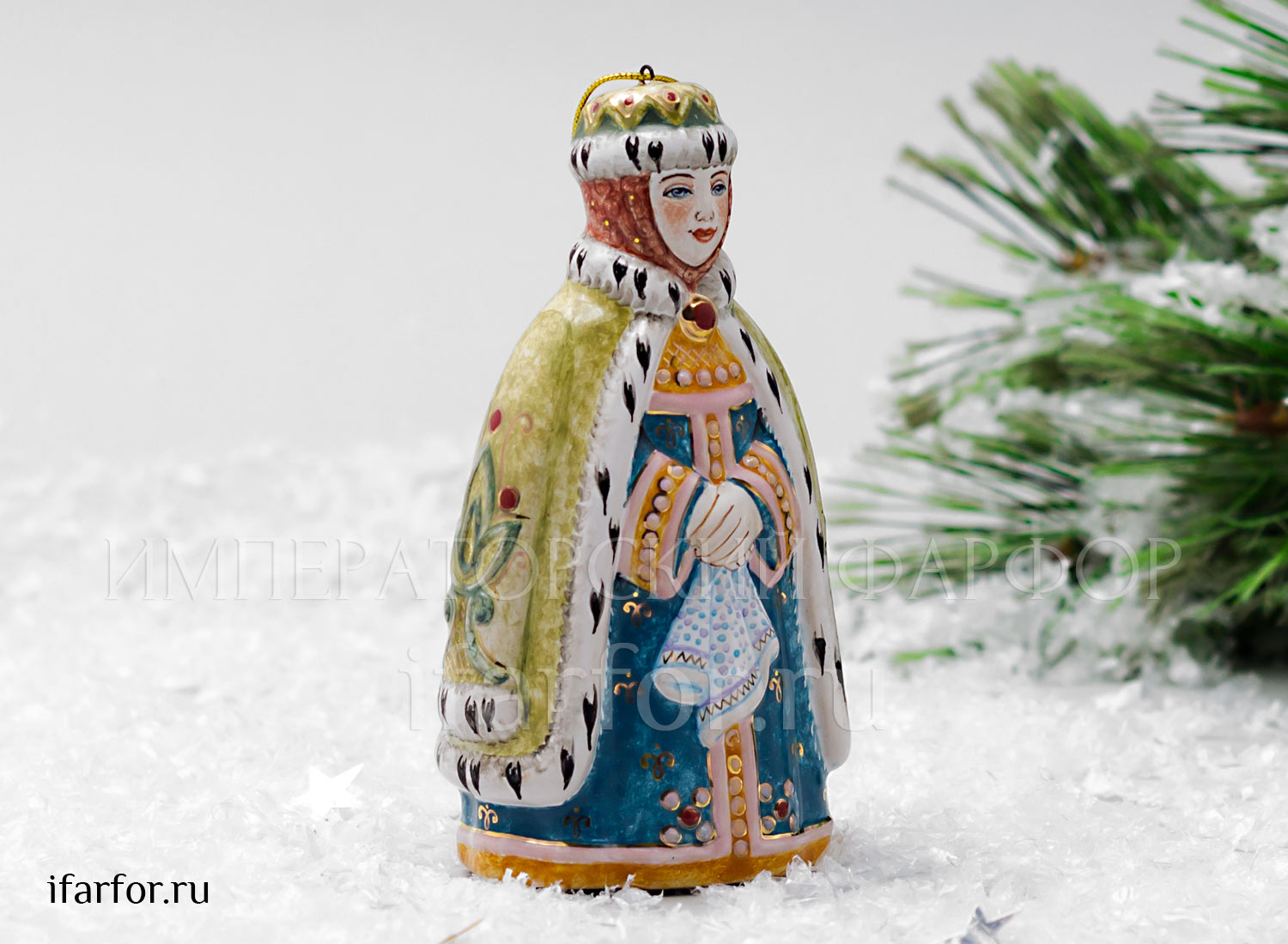 Елочная игрушка «Царица» Форма: Царица. Майолика. 70 x 60 x 125 мм.
