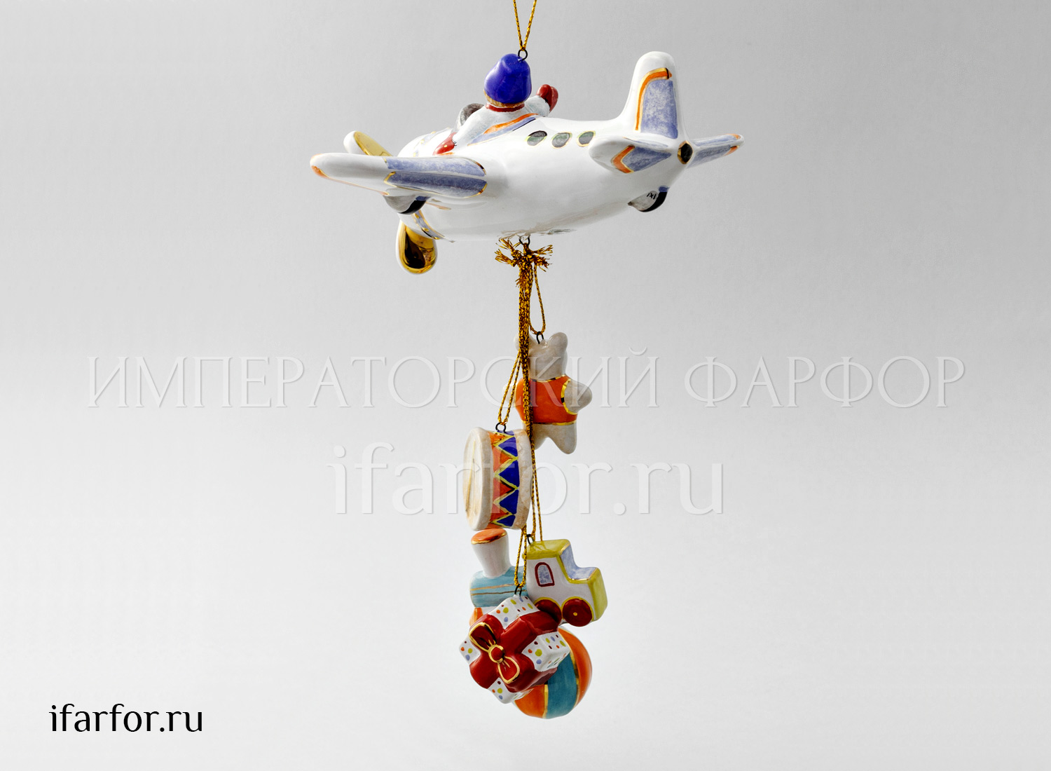 Елочная игрушка «Кукурузник» Форма: Кукурузник. Майолика. 140 x 150 x 225 мм.