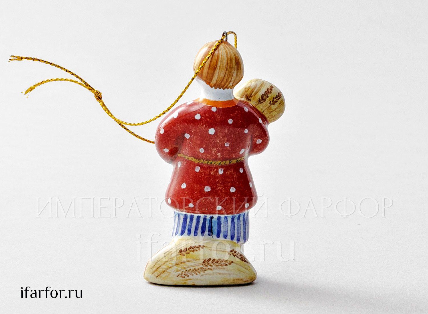 Елочная игрушка «Мальчик со снопом» Форма: Мальчик со снопом. Майолика. 50 x 80 мм.