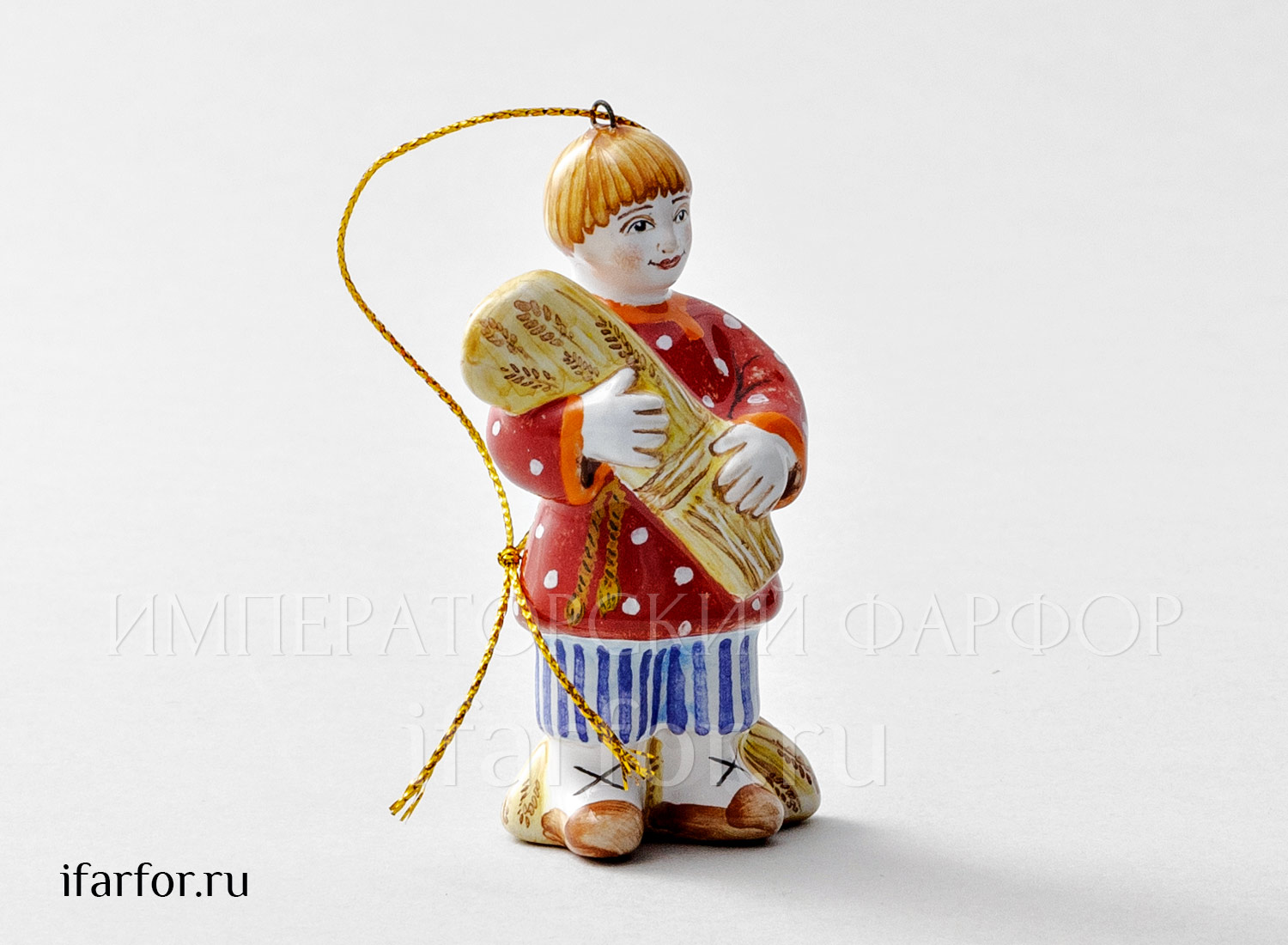 Елочная игрушка «Мальчик со снопом» Форма: Мальчик со снопом. Майолика. 50 x 80 мм.