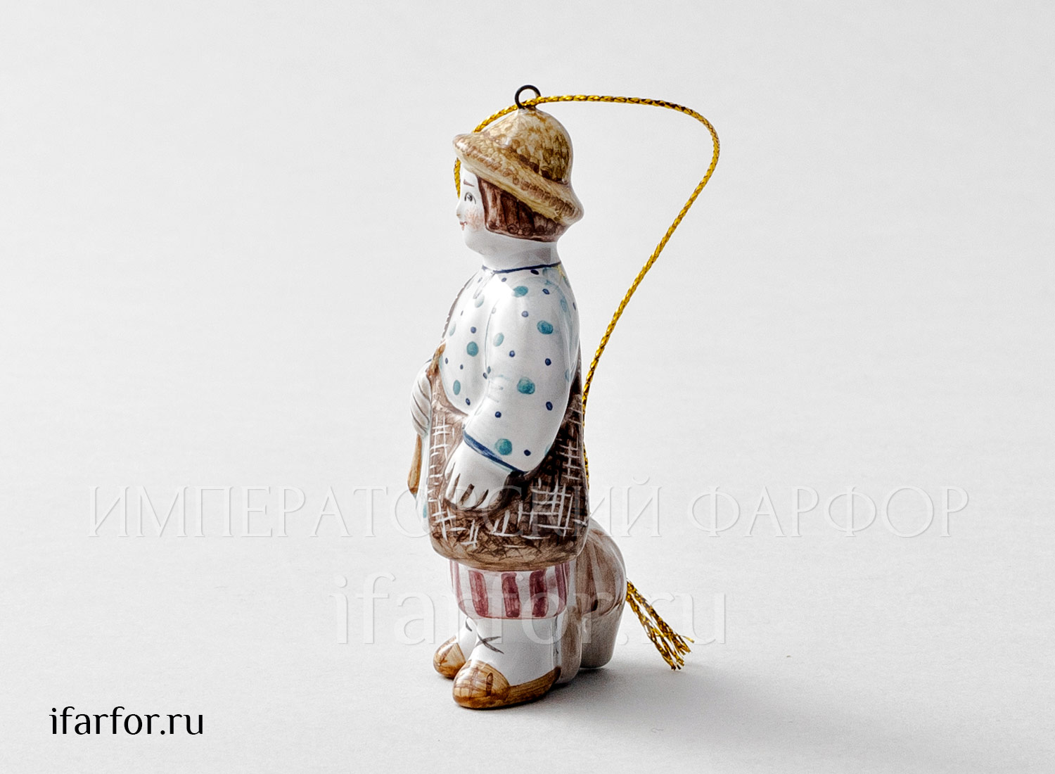 Елочная игрушка «Пастушок» Форма: Пастушок. Майолика. 50 x 80 мм.