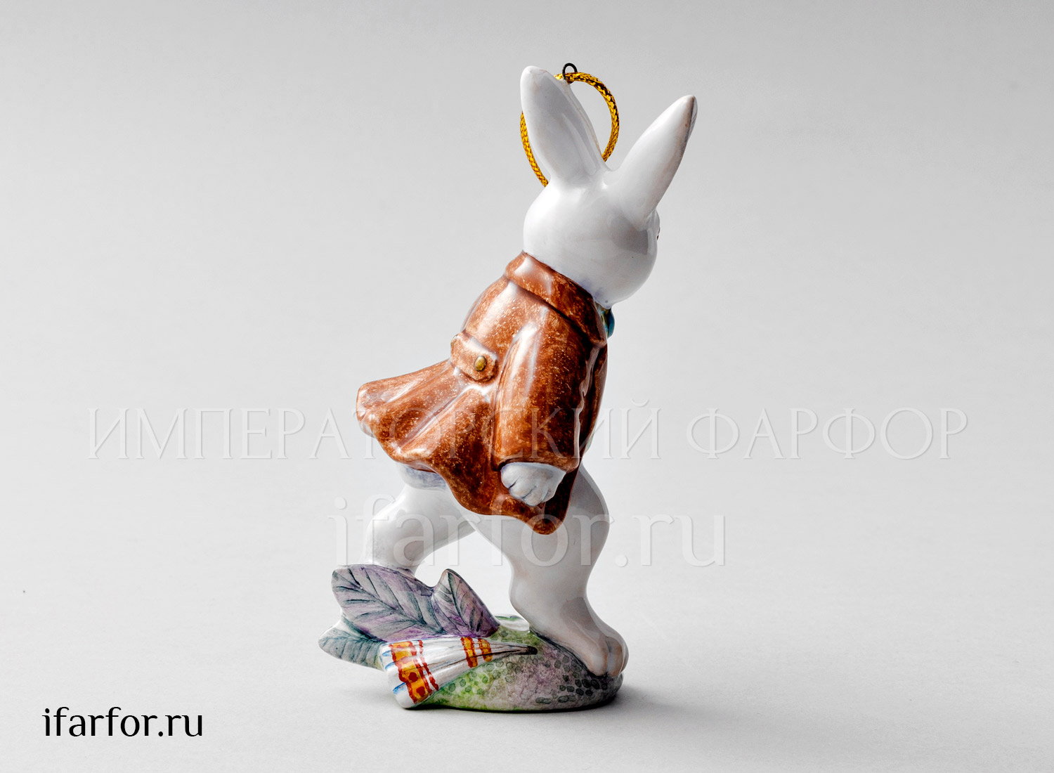 Елочная игрушка «Белый Кролик» Форма: Белый Кролик. Майолика. 70 x 125 мм.