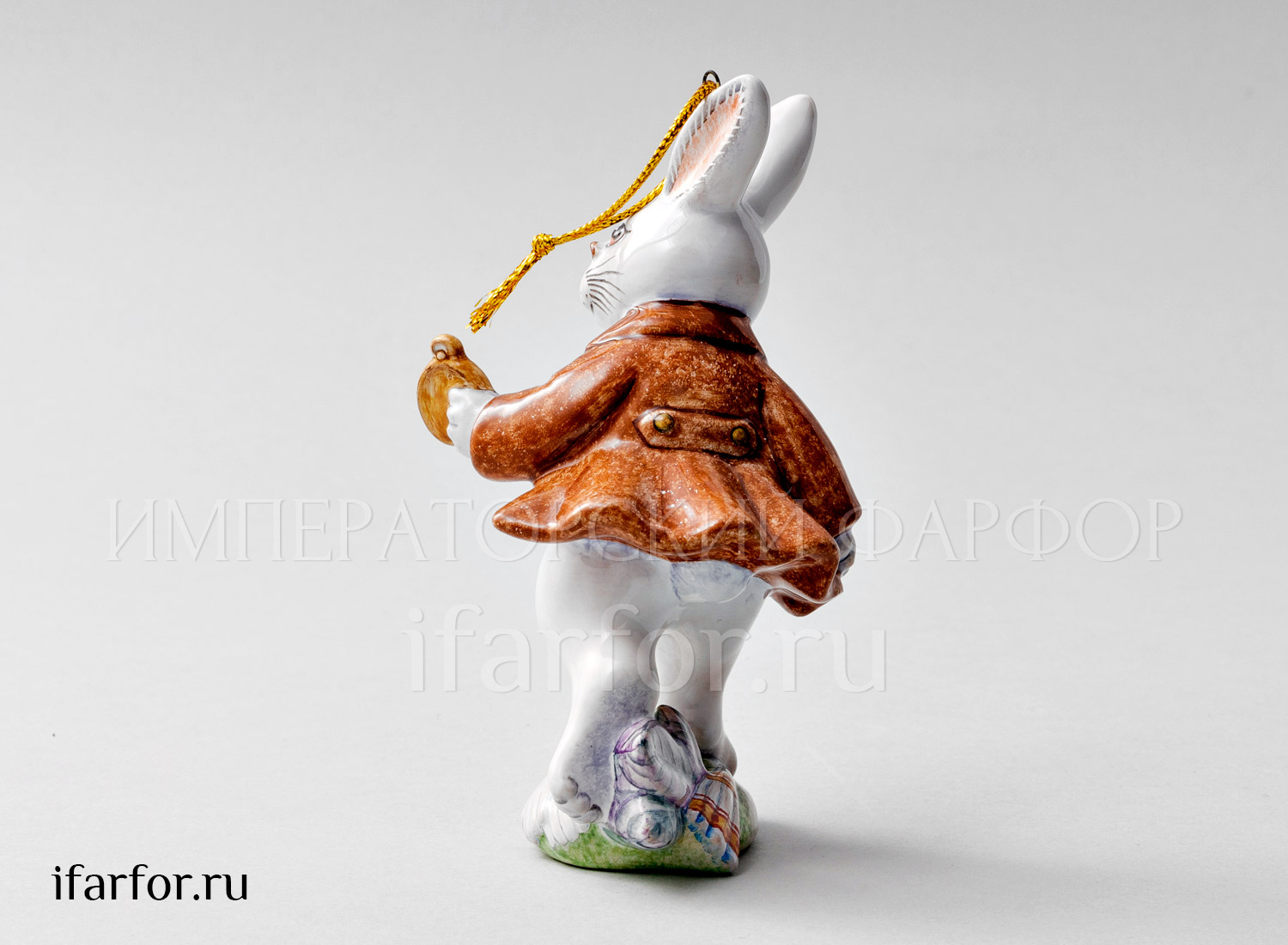 Елочная игрушка «Белый Кролик» Форма: Белый Кролик. Майолика. 70 x 125 мм.