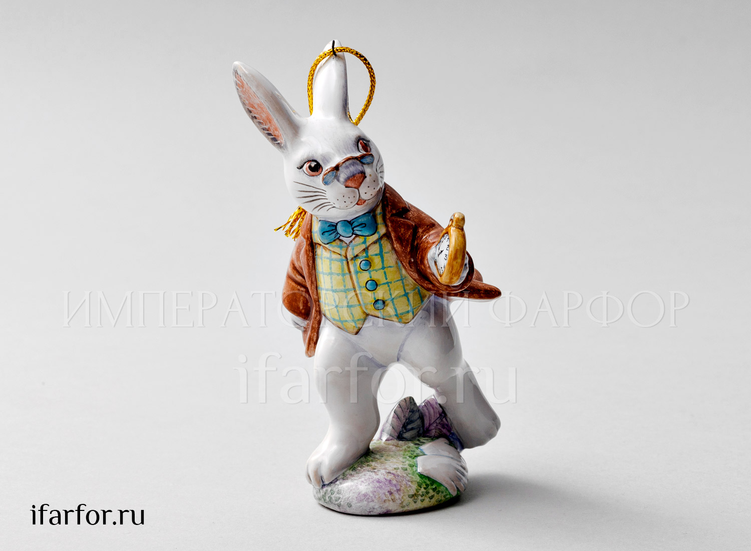Елочная игрушка «Белый Кролик» Форма: Белый Кролик. Майолика. 70 x 125 мм.