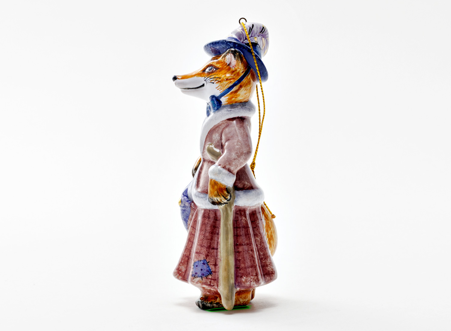 Елочная игрушка «Золотой ключик. Лиса Алиса» Майолика. 60 x 120 мм.