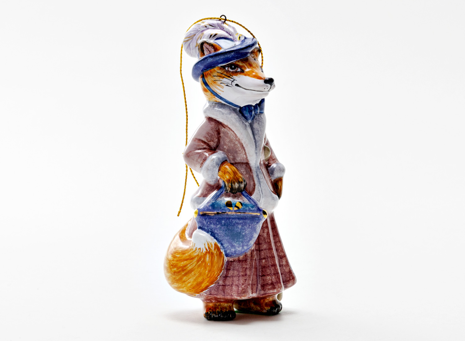 Елочная игрушка «Золотой ключик. Лиса Алиса» Майолика. 60 x 120 мм.