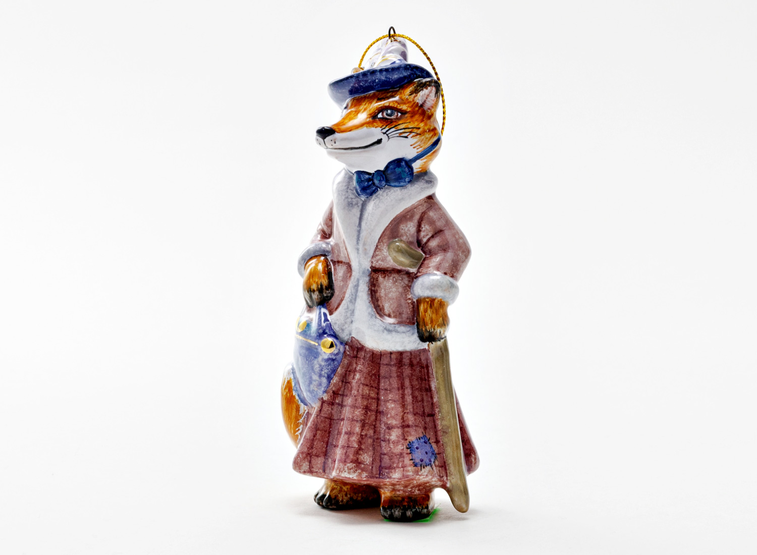 Елочная игрушка «Золотой ключик. Лиса Алиса» Майолика. 60 x 120 мм.