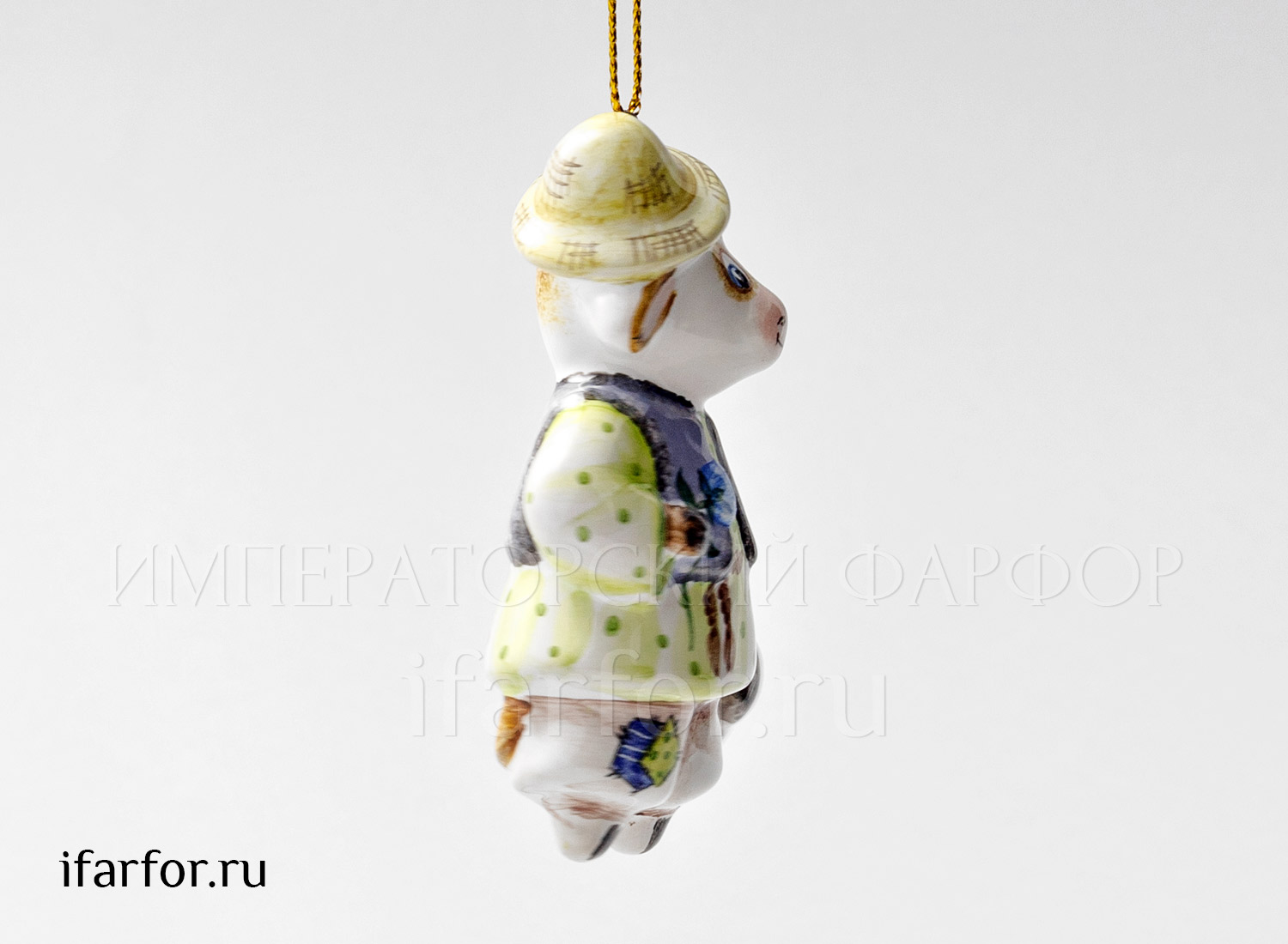 Елочная игрушка «Бычок с корзинкой» Форма: Бычок с корзинкой. Майолика. 48 x 75 мм.