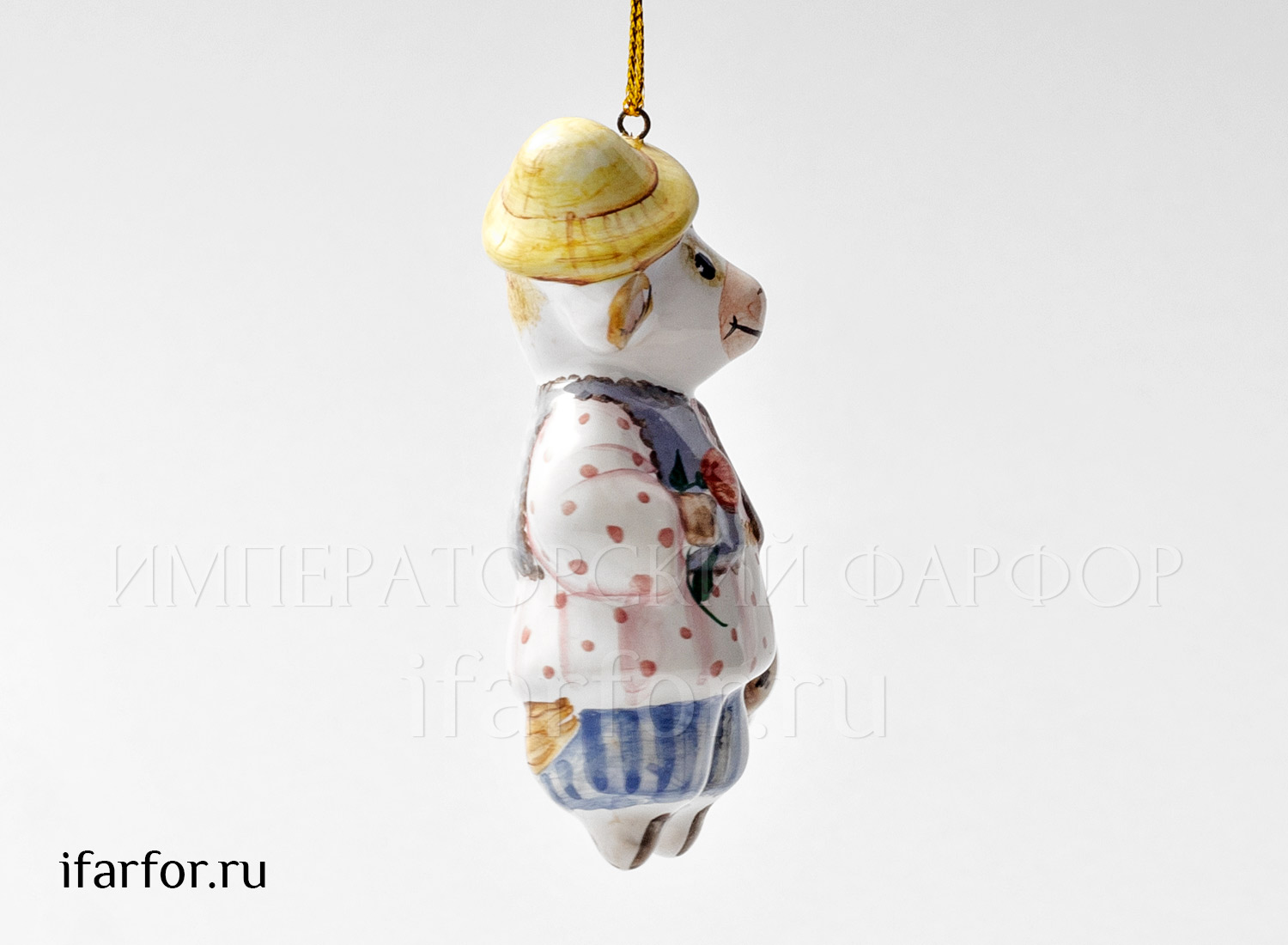Елочная игрушка «Бычок с корзинкой» Форма: Бычок с корзинкой. Майолика. 48 x 75 мм.